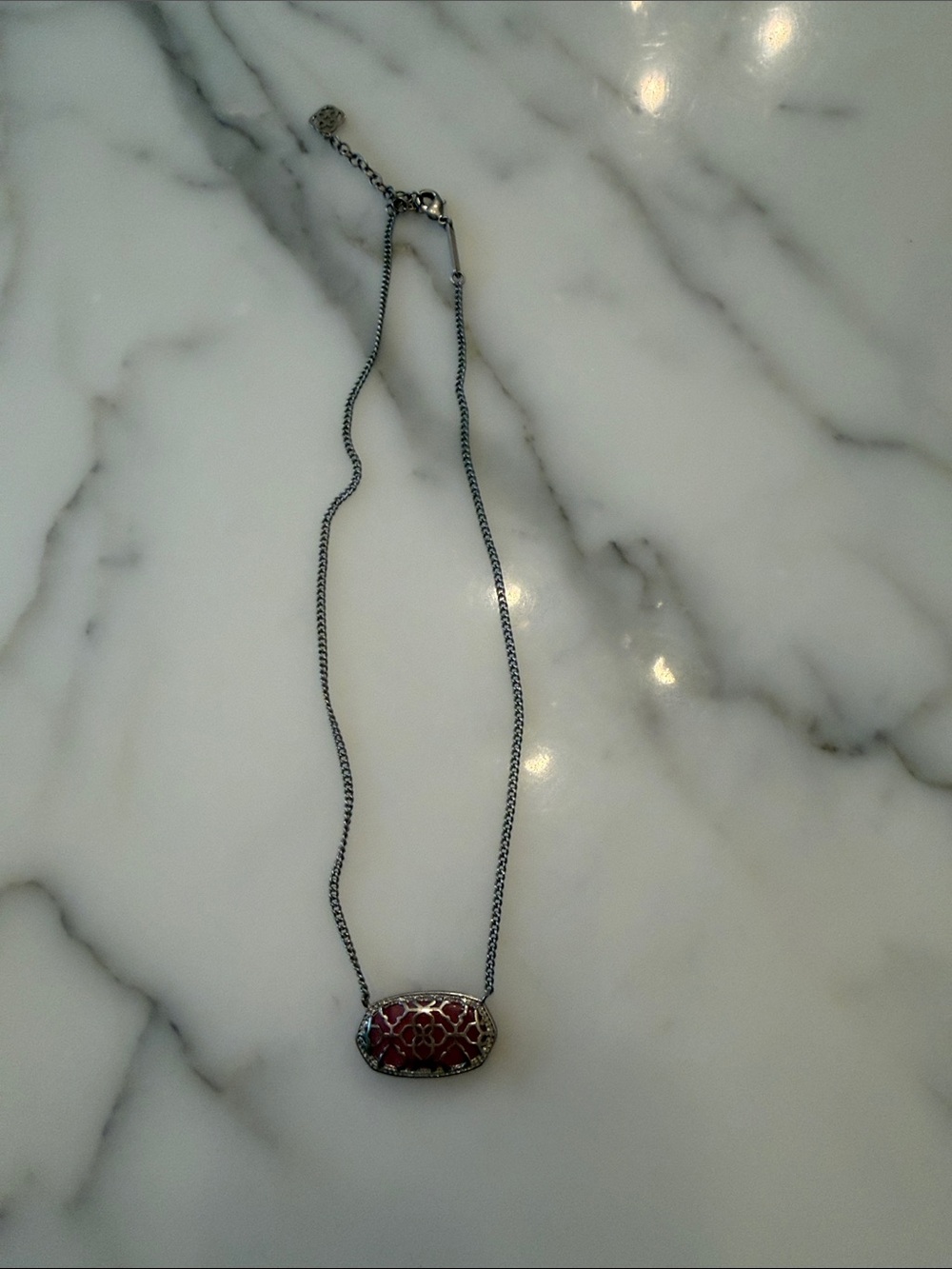 Kendra Scott Sterling Silver Red Stone Pendant Necklace